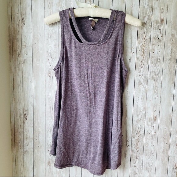 Knox Rose Tops - Knox Rose Sleeveless Cut-Out Swing Tank Top Purple-Gray Size L
